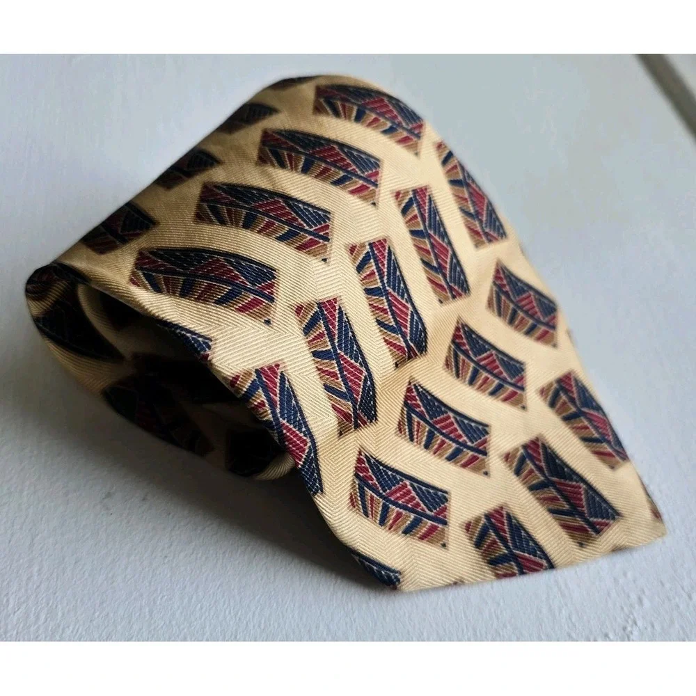 GITMAN BROS. Yellow Gold Geometric Men's tie 100% Silk Made‎ in USA